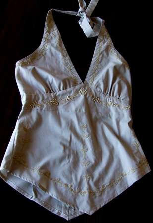 Halterneck detailed beidge 32, Medium - No Reserve