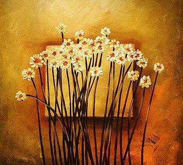 Oil Painting 20"x24" Abstract Little White Flower BYFJ-17
