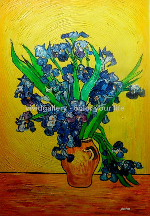 Hand-painted Canvas Signed Oil Painting 90CMX60CM Van Gogh Blue Irises VB07