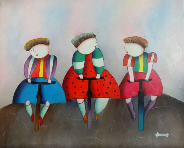 Hand-painted Canvas Signed Oil Painting 60cmx50cm Cartoon Kids Musical Children KJ20
