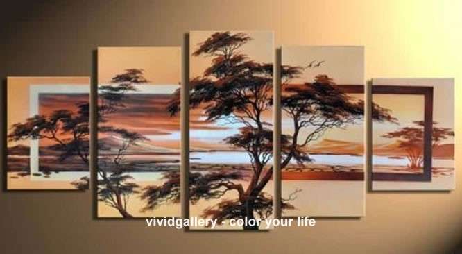 Hand-painted Canvas Oil Painting 150cmx80cm African Landscape Trees FZ029