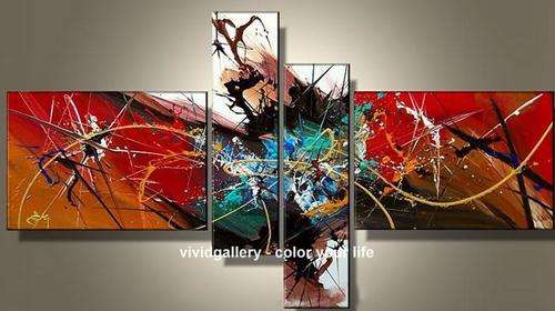 Handmade Signed Canvas Oil Painting 160cmx80cm Abstract Modern Blue Red Golden GX102