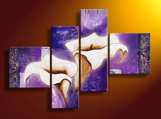 Hand-painted Singed 160cmx80cm Flower Oil Painting Purple Calla Lily HD145