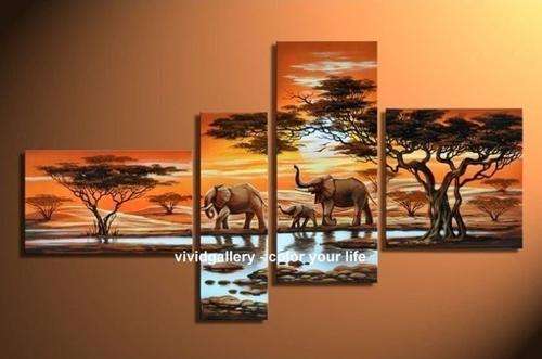 Huge Group Oil Painting Hand-painted Canvas 155cmx100cm Modern Abstract African Landscape GL1014