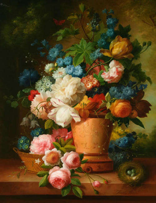 Canvas Print Oil Painting 90cmx60cm Still Life Classical Flowers in Vase Home Deco GD033