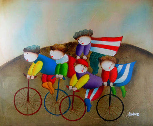 Hand-painted Canvas Oil Painting 24"x20" Cartoon Kids Children kj04