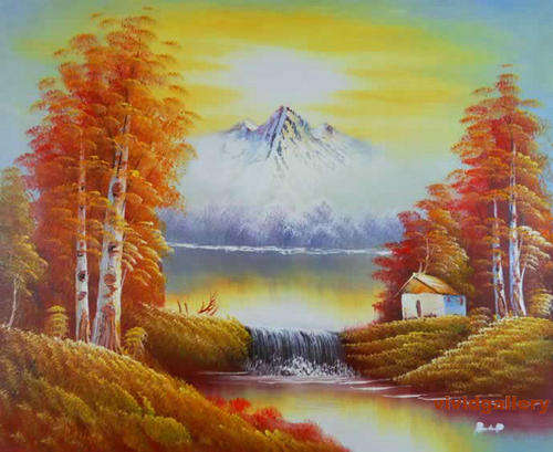 Handmade Canvas Oil Painting 20"x24" Landscape Forest Fall Autumn L87