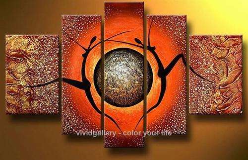 Hand-painted Canvas Oil Painting Modern Abstract Red Orange Nude Girls G746