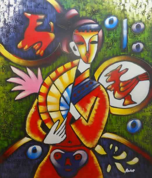 Handmade Canvas Signed Oil Painting 20"x24" Modern Abstract R66
