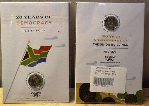 *** New *** Special release UNC 20 years of democracy R5 and 100 Years Union Building Coins