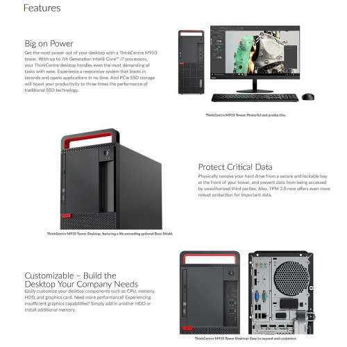 *13K RETAIL*LATEST*LENOVO THINKCENTRE M910T*7TH GEN QUAD CORE i5*16GB DDR4 RAM*1TB HDD*WIN 10 PRO*