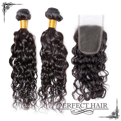 Brazilian curly, 2 bundles hair weave + 1 pc closure, 16"