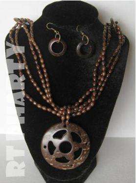 WOODEN ETHNIC **CHOCOLATE** NECKLACE SET