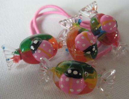 HAIR TIES **LIGHT PINK** FAUX LADYBIRD SWEETS
