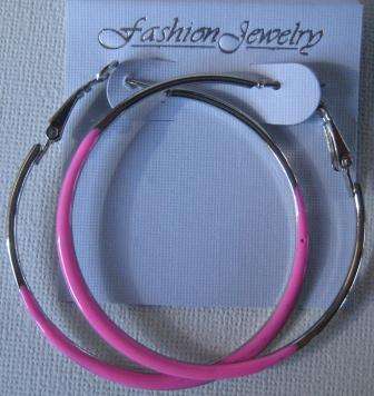 **FASHION JEWELRY PINK HOOP EARINGS**