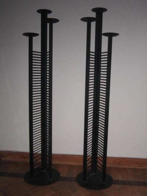 Modern Two Black Cd Stands with candle holders