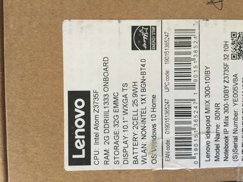 Brand New Store Demo, Lenovo Ideapad Miix 300-10IBY, 10.1" 2in1 Tablet-Laptop, Quad Core