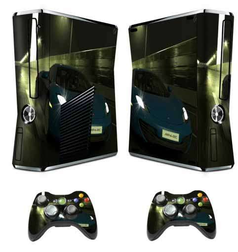 BOXED CUSTOMISED XBOX 360 250GB SLIM S WITH CAR SKIN, 1 CONTROL AND GEARS OF WAR 3