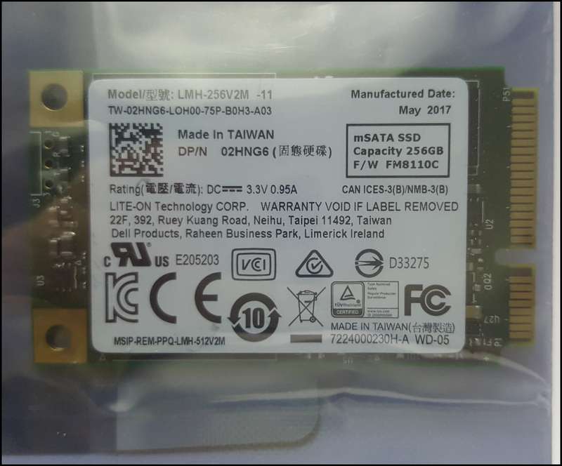 Dell OEM Lite-On 256GB mSATA SATA3 6GB/s SSD Solid State Drive | Brand New Sealed