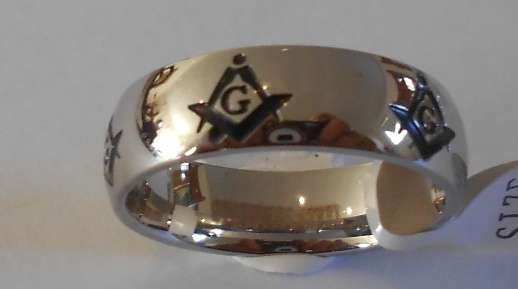 STAINLESS STEEL MASONIC FREEMASON RING - 8  UNISEX