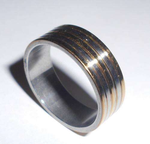 SILVER & ROSE STAINLESS STEEL MENS RING  - SIZE 11.5
