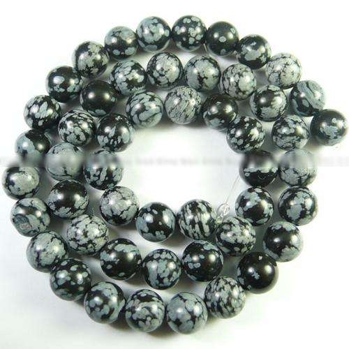 AZTEC SNOWFLAKE OBSIDIAN BEADS