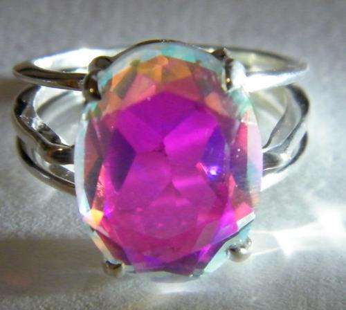 STUNNING RAINBOW TOPAZ SET IN .925 ( STERLING) SILVER RING SIZE 8