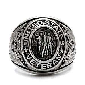 STAINLESS STEEL US ARMY VETERANS MEN'S RING SIZE 10