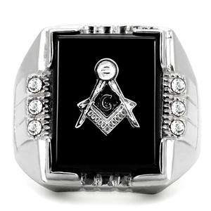 FREEMASON  RING  WITH SIMULATED DIAMONDS  -  LOW STARTING PRICE