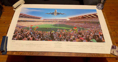 RUGBY WORLD CUP 1995 SHOSHOLOZA PHOTO SIGNED BY PHOTOGRAPHER GILES RIDLEY