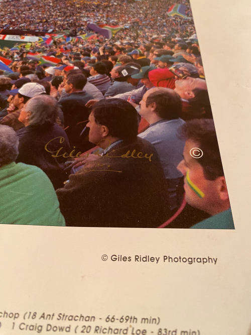 RUGBY WORLD CUP 1995 SHOSHOLOZA PHOTO SIGNED BY PHOTOGRAPHER GILES RIDLEY