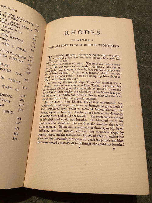 Rhodes by Sarah Gertrude Millin Published by Chatto & Windus, 1933