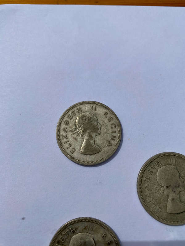 5x Shilling 2.5 ZAR 1953x2, 1954x1, 1957x2 Elizabeth II