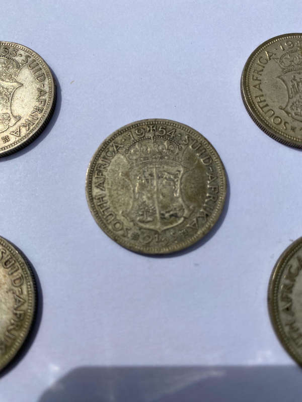 5x Shilling 2.5 ZAR 1953x2, 1954x1, 1957x2 Elizabeth II