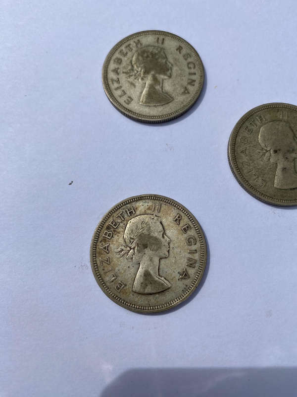 5x Shilling 2.5 ZAR 1953x2, 1954x1, 1957x2 Elizabeth II