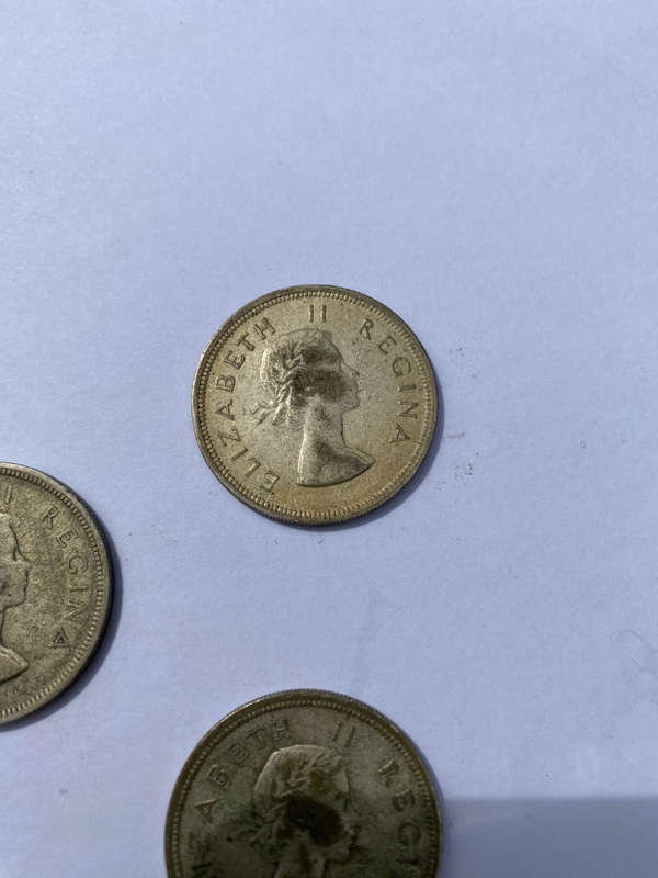 5x Shilling 2.5 ZAR 1953x2, 1954x1, 1957x2 Elizabeth II