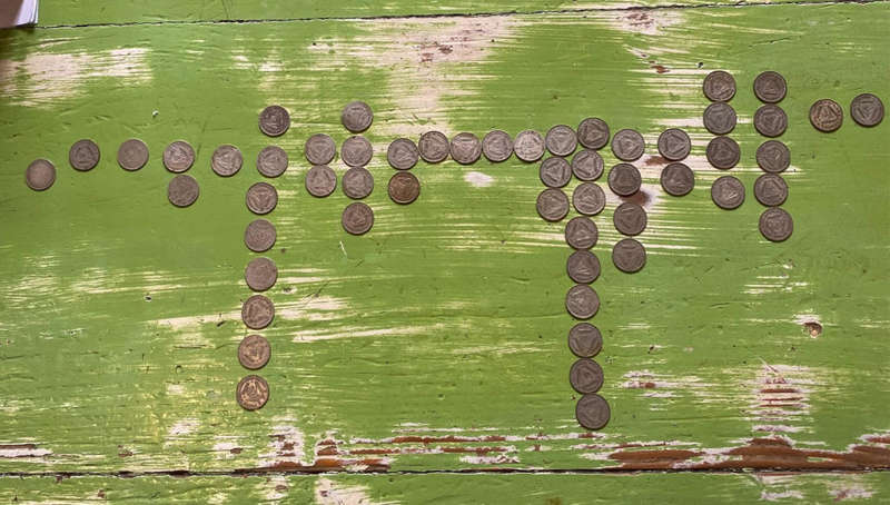 S A UNION SILVER 3D THREEPENCE (LOT OF 55)