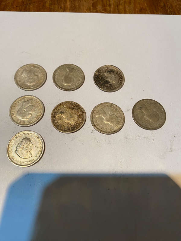 7x ZAR 6d (1941, 1943, 1950, 1954, 1956, 2x1957) and 1x ZAR 1963 5c
