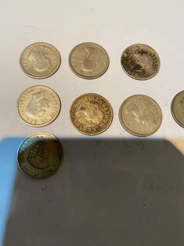 7x ZAR 6d (1941, 1943, 1950, 1954, 1956, 2x1957) and 1x ZAR 1963 5c