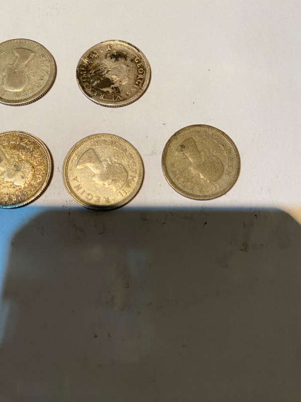 7x ZAR 6d (1941, 1943, 1950, 1954, 1956, 2x1957) and 1x ZAR 1963 5c