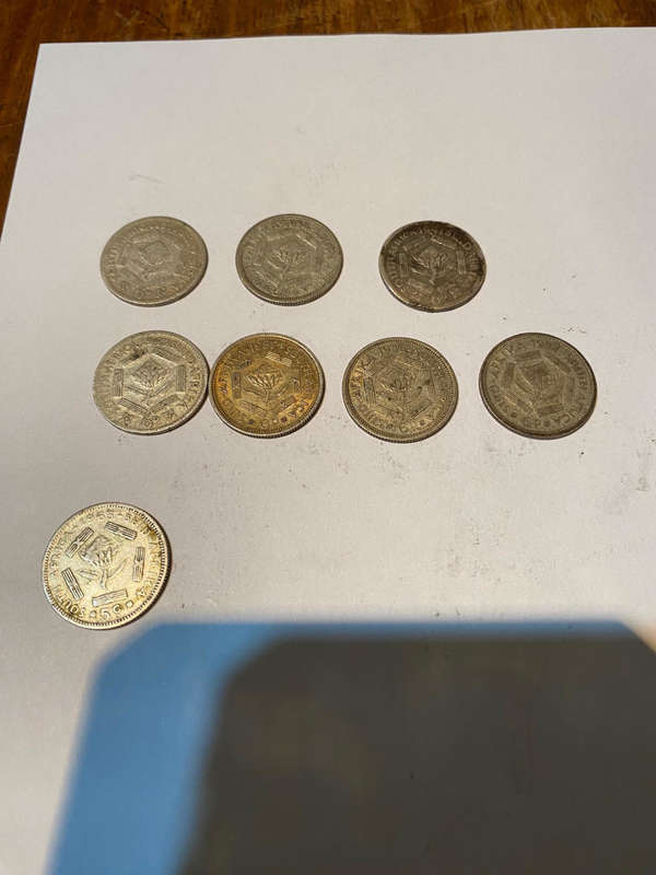7x ZAR 6d (1941, 1943, 1950, 1954, 1956, 2x1957) and 1x ZAR 1963 5c