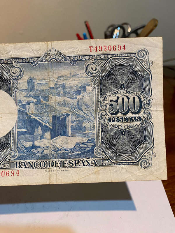 2 x 500 Quinientas Pesetas, both 22 de julio de 1954