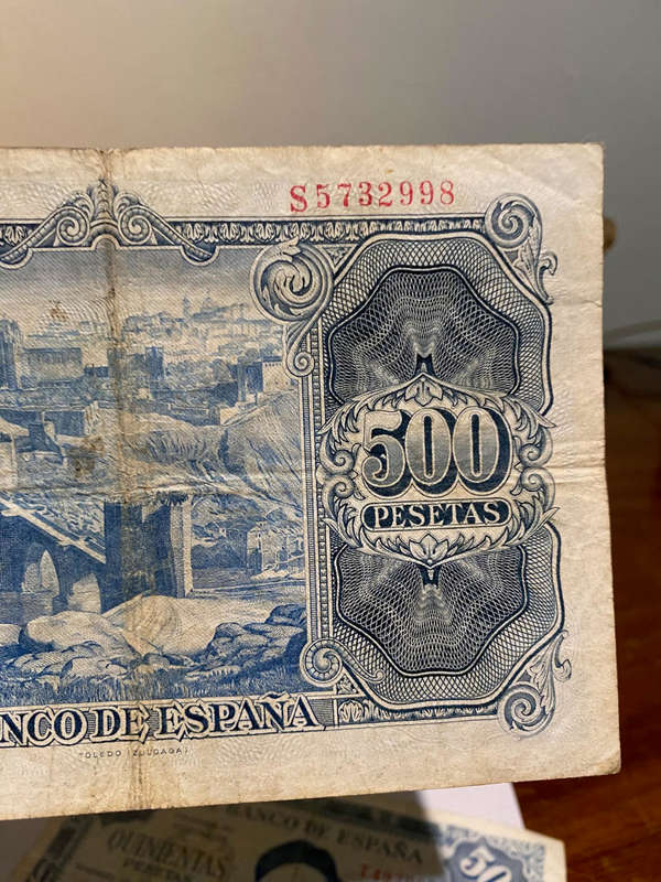 2 x 500 Quinientas Pesetas, both 22 de julio de 1954