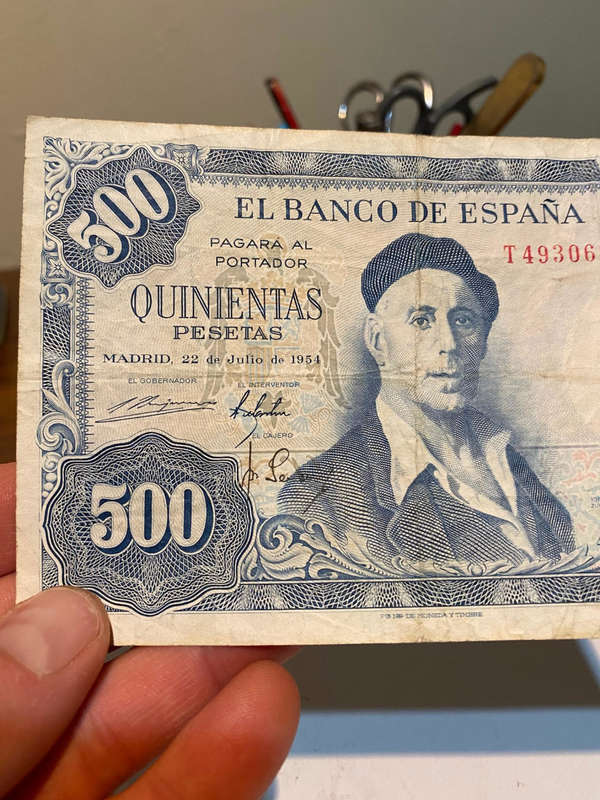 2 x 500 Quinientas Pesetas, both 22 de julio de 1954