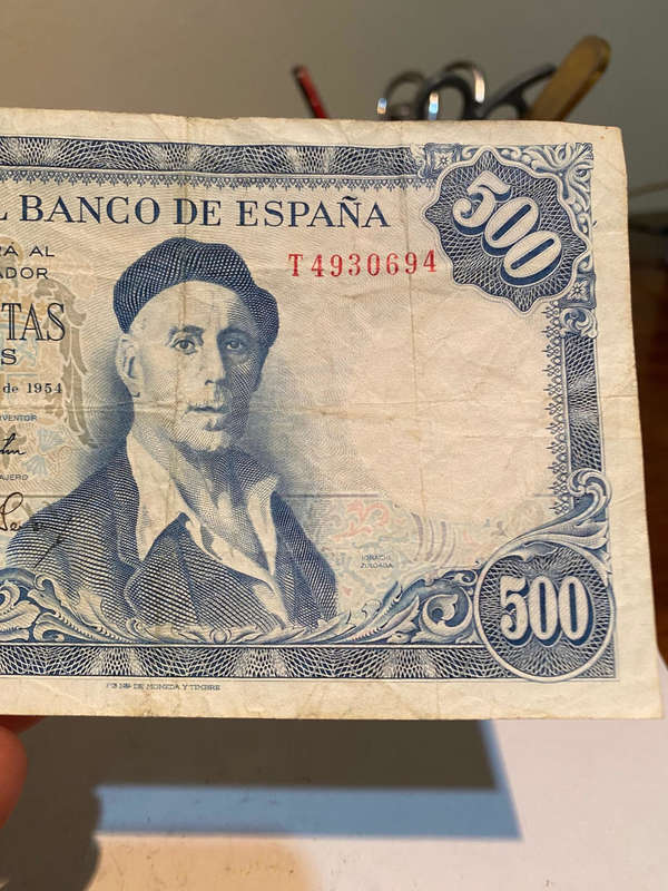 2 x 500 Quinientas Pesetas, both 22 de julio de 1954