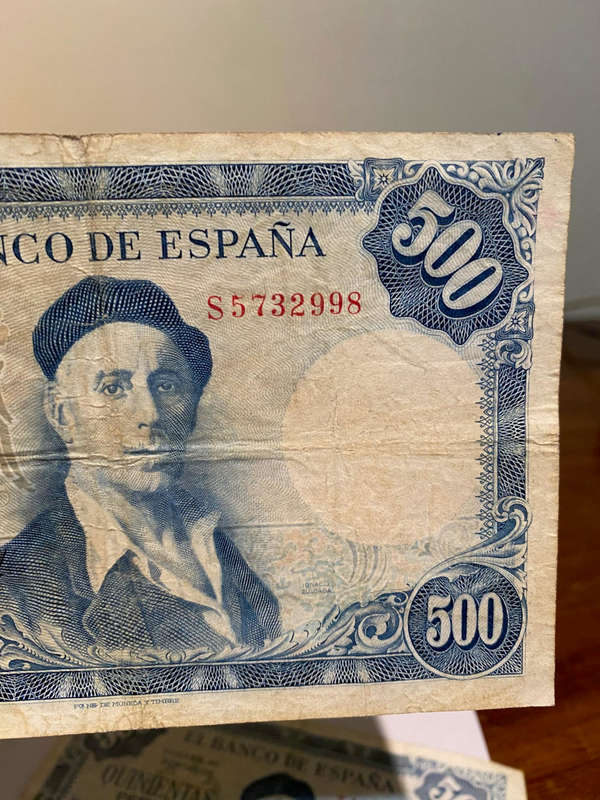 2 x 500 Quinientas Pesetas, both 22 de julio de 1954