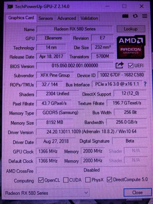 R1 start, no reserve!!!! XFX GTS RX580 XXX edition
