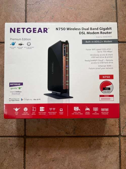 Netgear DGND4000 N750 Wireless Dual Band Router Gigabit DSL modem