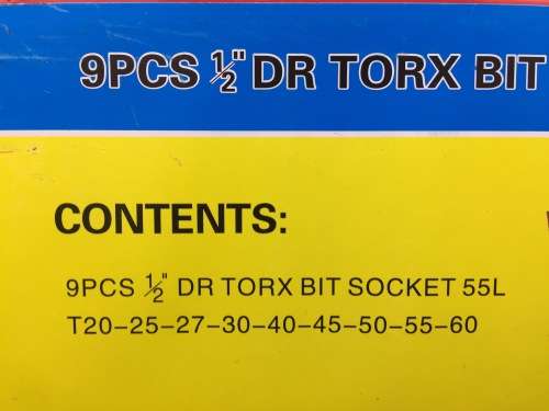 9pcs 1/2`` DR Torx Bit Socket Set