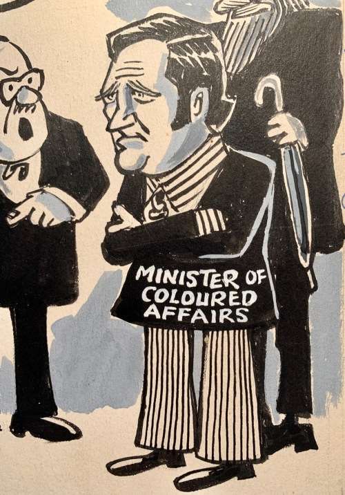 Bob Connolly - original Political Cartoon: 'SA Coloureds' Kindergarten'